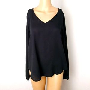 Black sheer hi-lo blouse